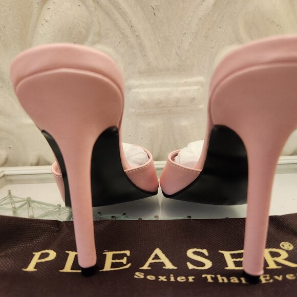 Pleaser Classique Pink PU Heeled Sandals. NIB. Size 8 - Picture 7 of 10